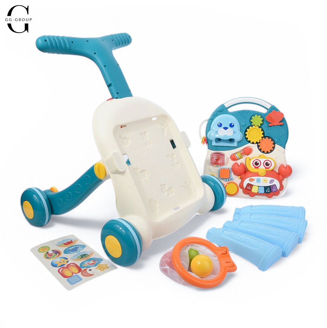 Детская каталка-ходунки 2в1 Limo Toy HB 0008 AB с баскетбольным кольцом, игровым столиком, бизибордом и музыкальным пианино